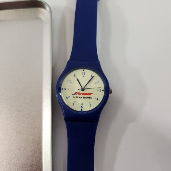 Purolator Courier Wrist Watch Lot of 2 Blue & Leather Bands Gift Novelty Vtg - Picture 2 of 13